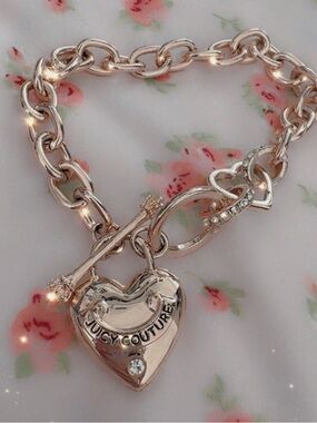 Juicy Couture Rose Gold Heart Charm Toggle Bracelet!